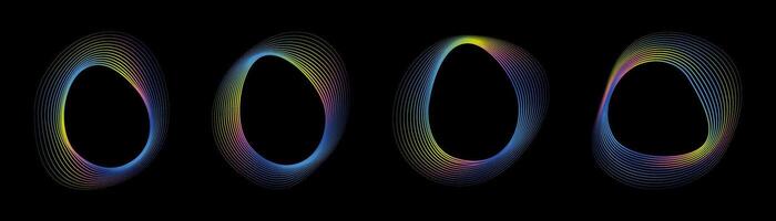 Dynamic amorphous shapes in neon colors. Modern design of liquid round shapes from lines with a smooth neon gradient. vector