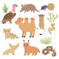 Set of cute desert animals isolated on white background. graphics. vector