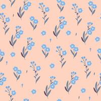 Seamless pattern with blue forget-me-not flowers. graphics. vector