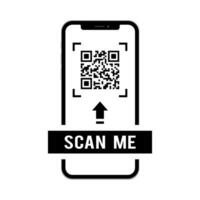 QR code scan button with smartphone, QR Code Scan Label with scan me text vector