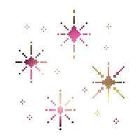 Gradient sparkling stars pixel art style vector