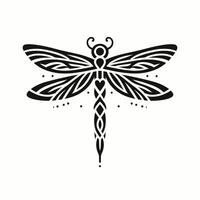 Intricate Tribal Dragonfly Tattoo with Subtle Heart Shape. EPS10 vector