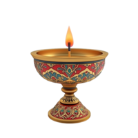 Golden Ornate Oil Lamp with Colorful Patterns AI-Generative png