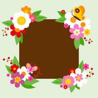 Frame with beautiful flowers and butterflies. Colorful flower wreath frame background and butterflies. vector