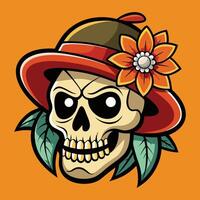 Dapper Skull with Bloom and Hat vector