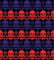 digital seamless texture with pixel skull vector