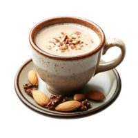 Almond Milk with Toasted Almonds and Walnuts - A Delicious and Nutritious Drink on a Transparent Background png