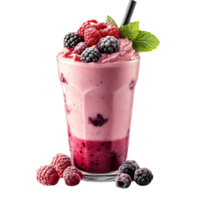 Delicious Raspberry and Blackberry Smoothie with a Transparent Background png