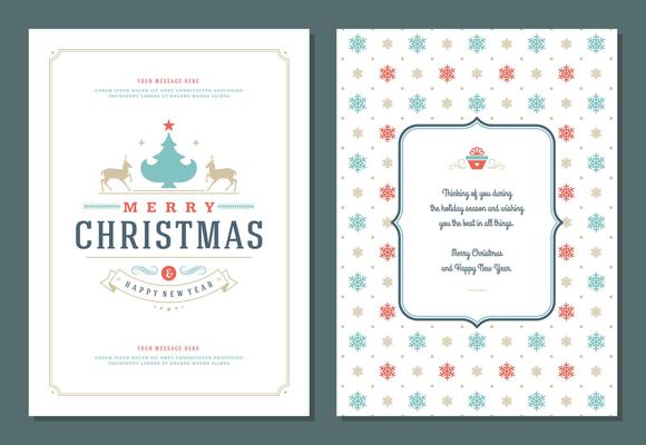 Christmas greeting card design template with decoration label illustration.