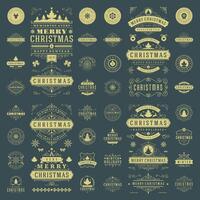 Christmas labels and badges design elements set. vector