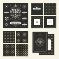 Christmas labels and badges design elements set vector