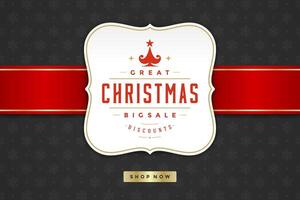 Christmas sale label design on pattern background illustration. vector