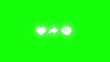 React share and comment animation motion graphic with chroma green screen clip template 4k Background. video