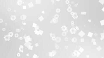 White and Black color slowly moving elegant and simple flowers with square shapes geometrical background, floral pattern modern background video
