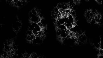 White color lines and dots poly design modern plexus slowly moving on black background, loop able futuristic background video