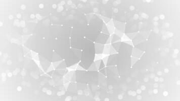 White and Black color modern plexus dots and lines abstract design with bokeh particles futuristic background video