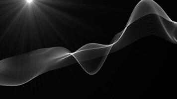 Abstract White and Black glowing Line Particles Wave dark Background . Abstract pattern futuristic hi-tech Particles with optical flares loop able Background video