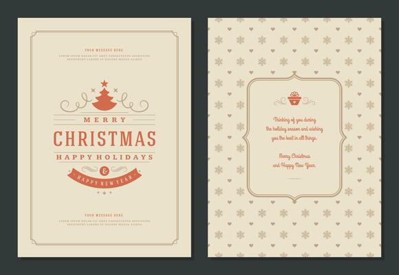 Christmas greeting card design template with decoration label illustration.