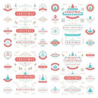 Christmas labels and badges design elements set. vector