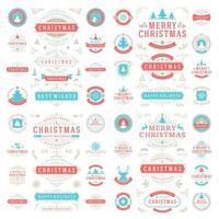 Christmas labels and badges design elements set. vector