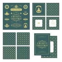 Christmas labels and badges design elements set and greeting cards templates. vector