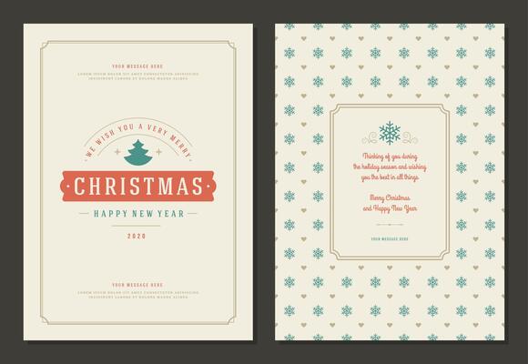 Christmas greeting card design template with quote label illustration