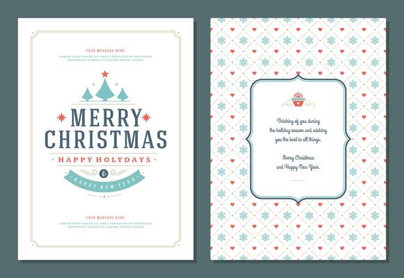 Christmas greeting card design template with quote label illustration