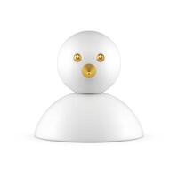 Christmas snowman portrait toy with golden nose and eyes 3d icon realistic illustration vector