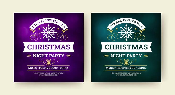 Christmas celebration festive music party social media post design template set illustration