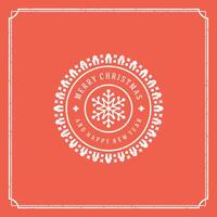 Merry christmas and happy new year text greeting card vintage typographic design, decoration with snowflake symbol vector
