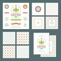 Christmas quotes labels and badges design elements set with greeting card template vector
