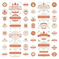 Christmas labels and badges for greeting cards and posters design elements set. vector