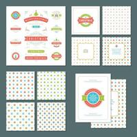 Christmas labels and badges design elements set and greeting cards templates. vector