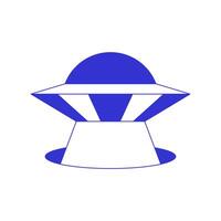 Y2k UFO alien spaceship with illumination in hole contemporary pop art line icon flat vector