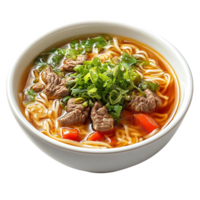 Beef Noodle Soup with Green Onions and Transparent Background png