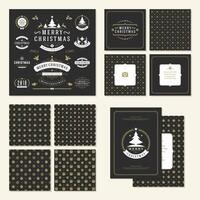 Christmas labels and badges design elements set and greeting cards templates. vector