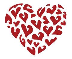 a red heart shaped design with many hearts isolated on transparent background vector