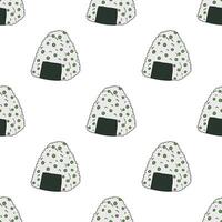 Seamless pattern with onigiri for decorative print, wrapping paper, menu, wallpaper and fabric vector