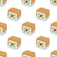 Seamless pattern with sushi roll for decorative print, wrapping paper, menu, wallpaper and fabric vector