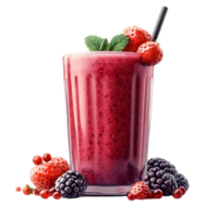 Delicious Strawberry, Blackberry, and Raspberry Smoothie with Mint, Enjoy a Refreshing Blend, Transparent Background png