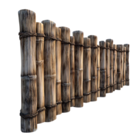 Natural Bamboo Fence with Transparent Background, Rustic and Organic Bamboo Wall for Design Projects png
