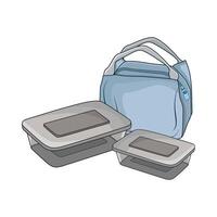 illustration of lunch box with bag vector