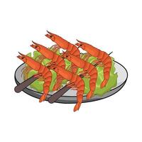 shrimp skewers plate vector