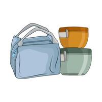 illustration of Food Container Paired with Bag vector