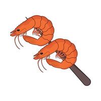 illustration of shrimp on stick vector