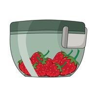 illustration of food container with strawberry vector