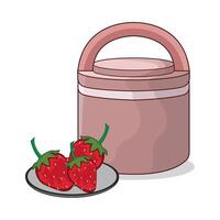 food container with strawberry vector