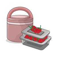 food container and strawberry vector
