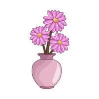 Pink Vase with Fresh Flowers vector