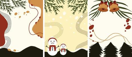 Set Of Abstract Creative Backgrounds with Simple Christmas Ornament vector